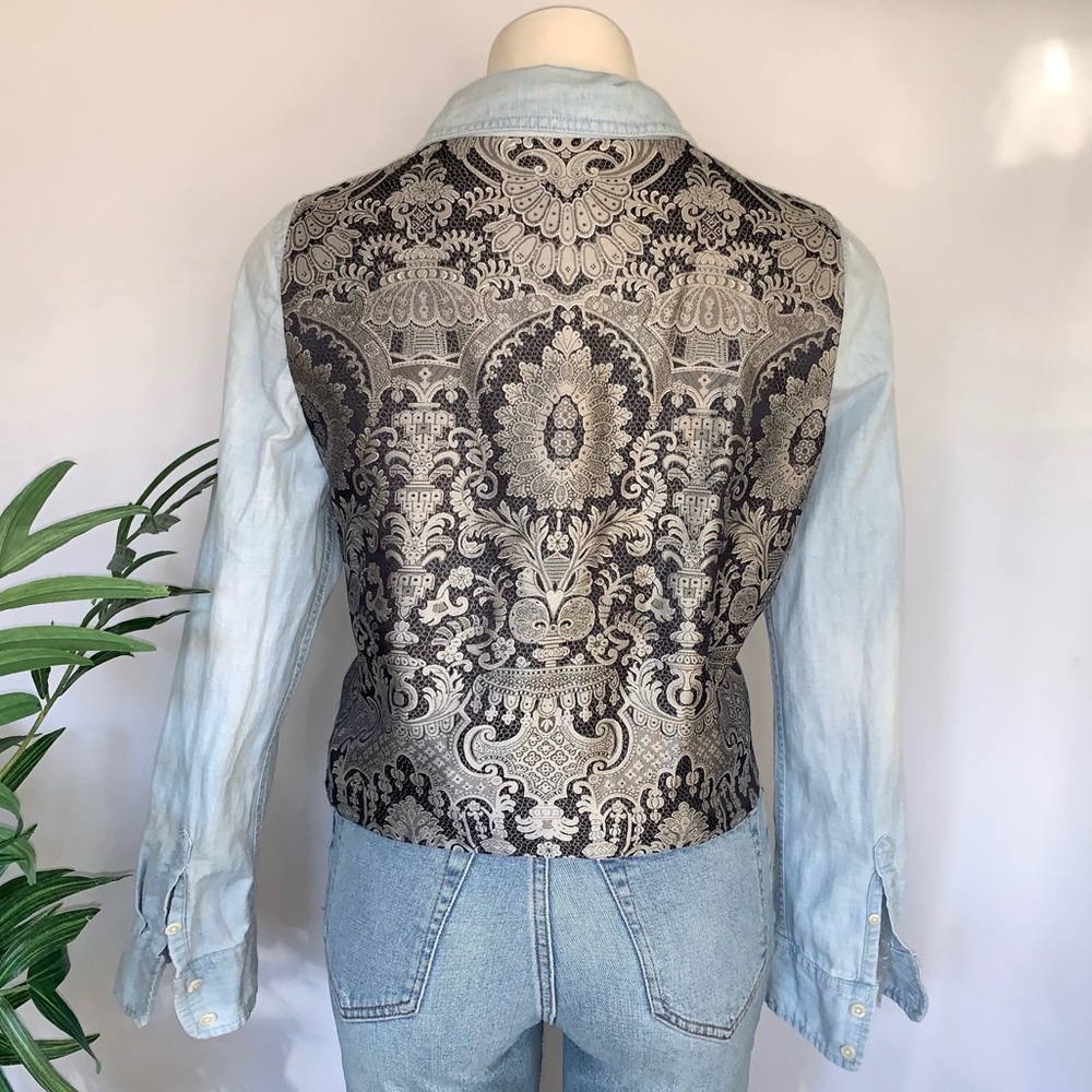 Gorgeous Emanuel Ungaro Silk Vest Jacquard Buttoned Ornate - Picture 13 of 14